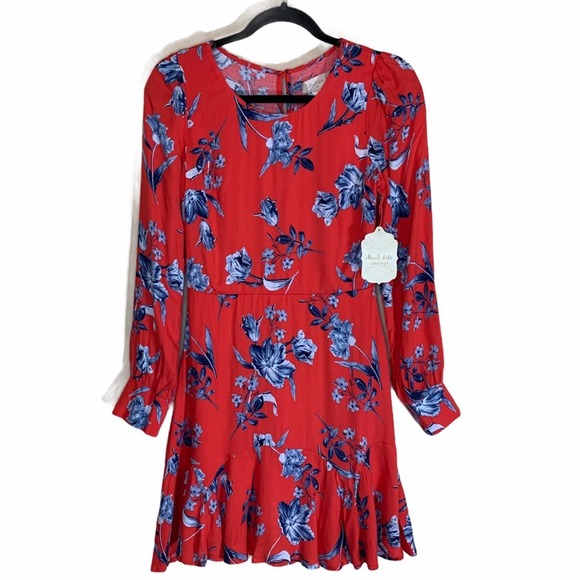 Altar'd State Dresses & Skirts - Altar’d State Red floral long sleeve Fit and Flare Dress Womens Size XS